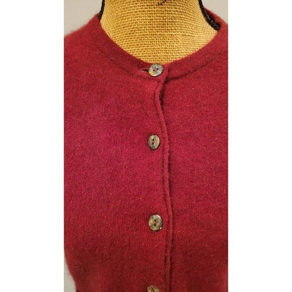 Possumdown Button Down Sweater Cardigan Merino Wool Burgundy Red Sz Large - Picture 3 of 11